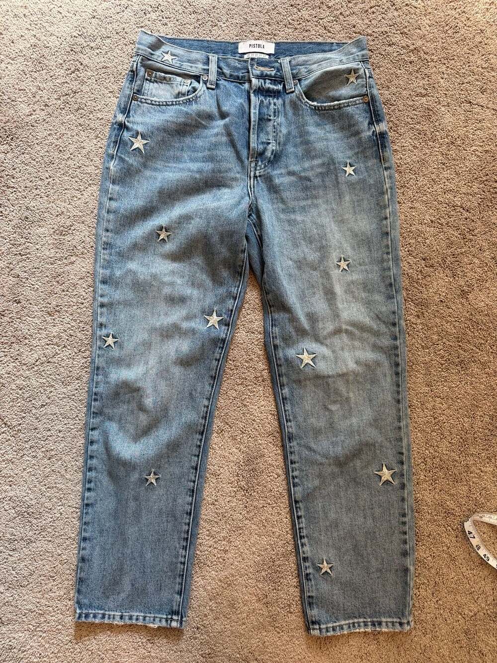 Pistola Charlie Star Embroidered Straight Leg Jeans Supernova Size 27